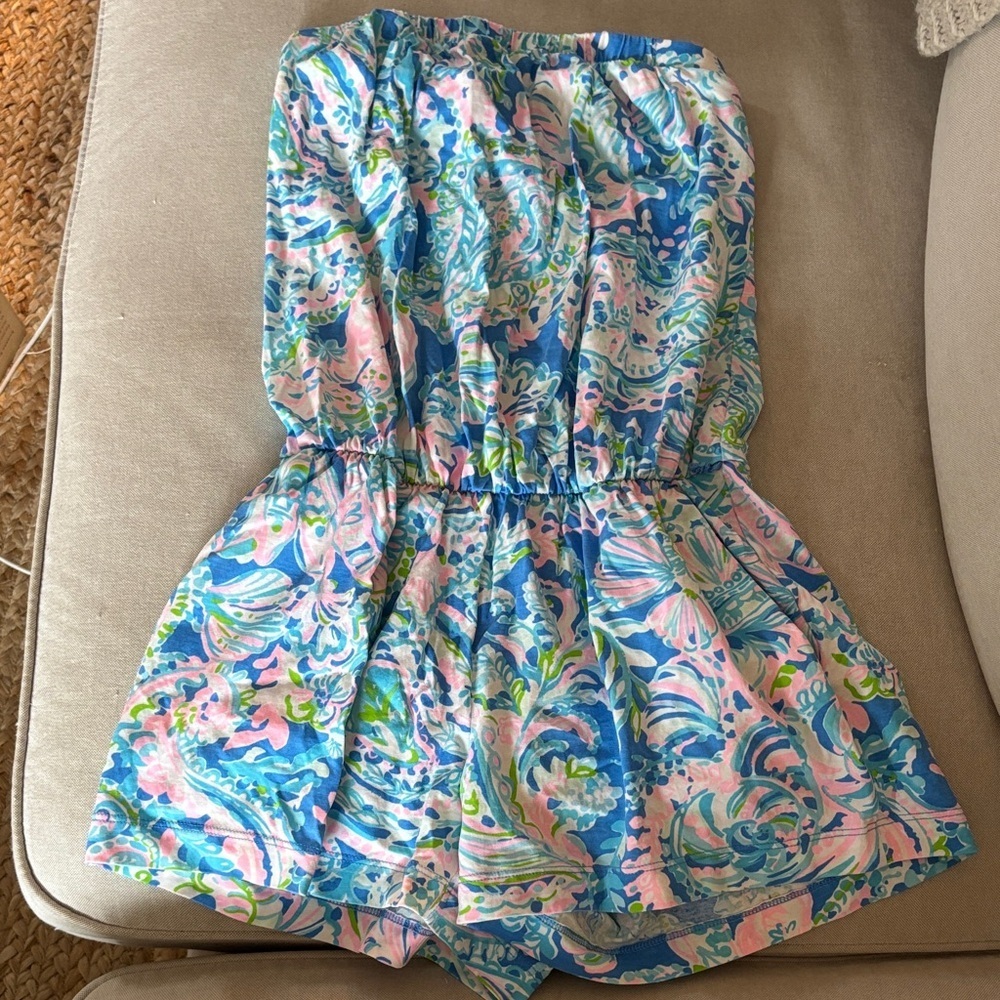 Lilly Pulitzer Strapless Paisley Cotton Romper